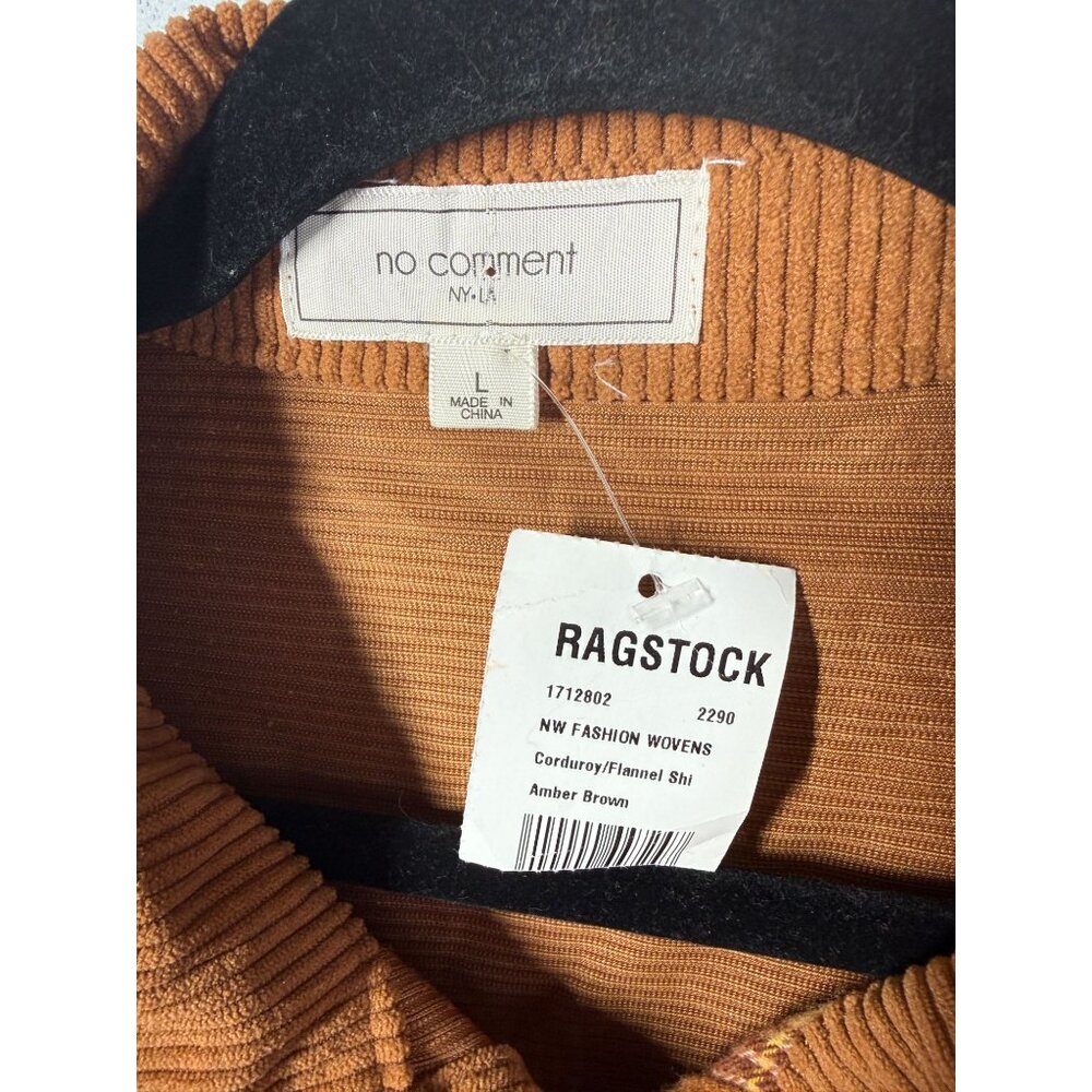 NWT N.Y.L.A. Patchwork Corduroy Flannel Shacket Womens Large‎ Brown/Burgundy - Picture 10 of 12